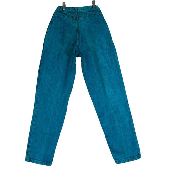90s Vintage Sundance Turquoise Acid Wash Heavy Denim Mom Jeans Size 5/6 USA - Picture 2 of 11